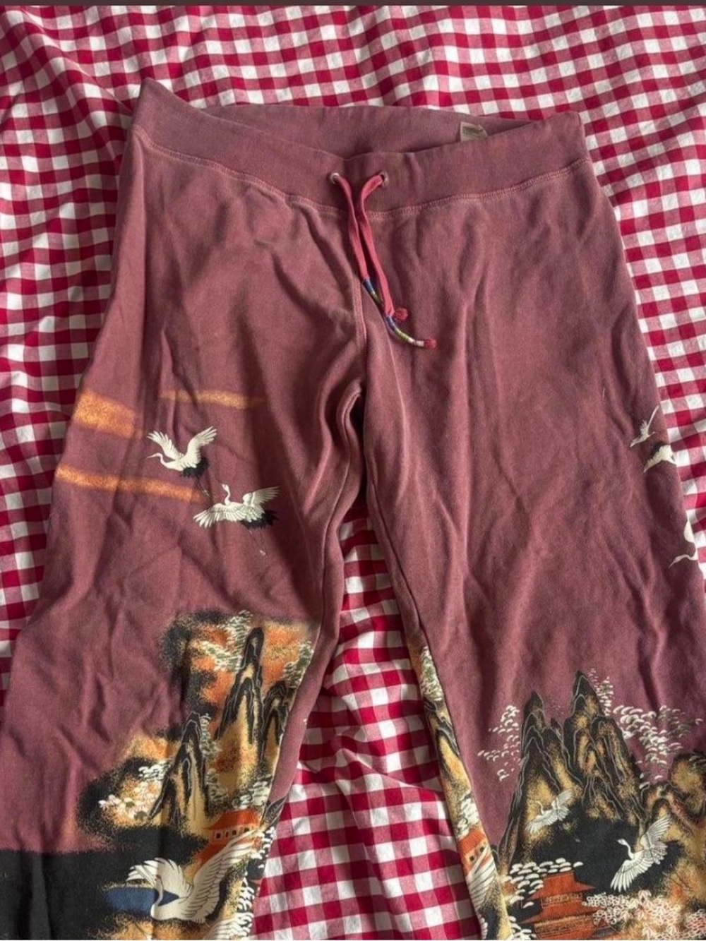 Women’s Maroon Printed lucky brand style Lounge Pants with Drawstring